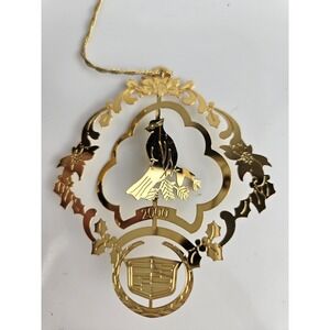 Vintage CADILLAC Brass Christmas 2000 Ornament 24K Gold Finish Y2K